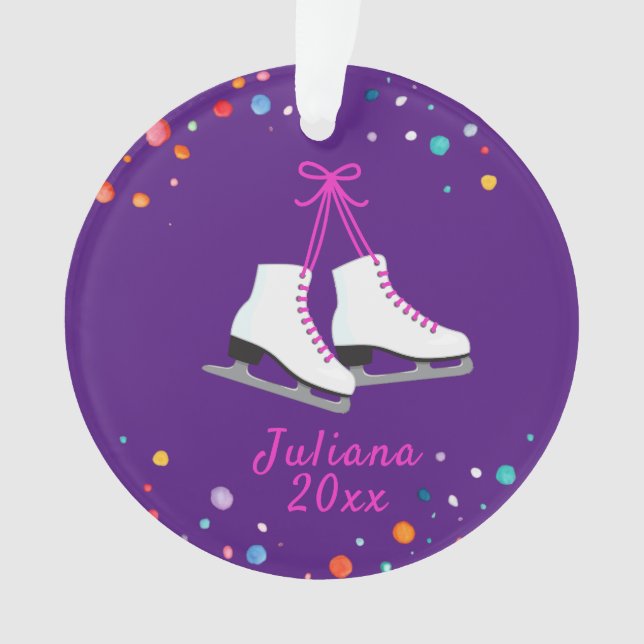Ice-Skating Ornament, Ice Hockey Girls Christmas  Ornament (Front)