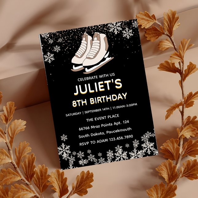 ice skating party 8th birthday invitations (Creator Uploaded)