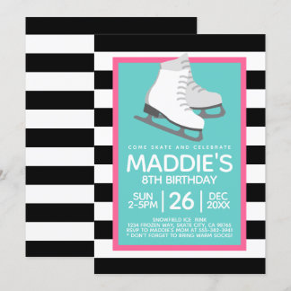 Ice Skating Party Birthday Invitations Tween Teen
