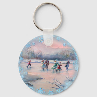 ICE SKATING PARTY by SHARON SHARPE Card Key Ring