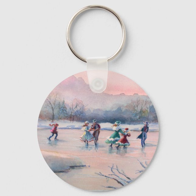 ICE SKATING PARTY by SHARON SHARPE Key Ring (Front)