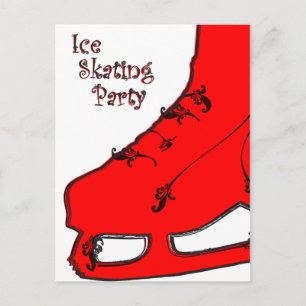 ice skating party paisley invitation postcard