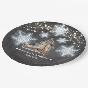 Ice Skating Party Personalised Paper Plate