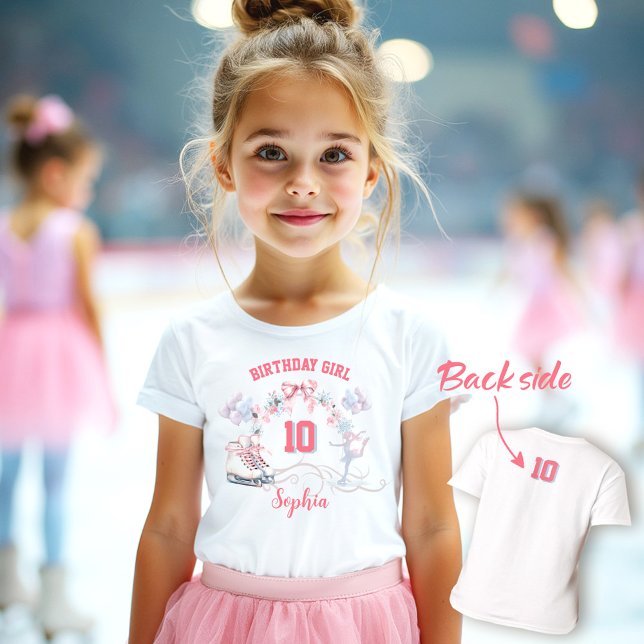 Ice Skating Party Pink Blue Winter Girl Birthday  T-Shirt (Ice Skating Party Pink Blue Winter Girl Birthday T-Shirt)