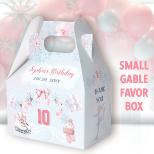 Ice Skating Party Pink Snow Winter Girl Birthday Favour Box