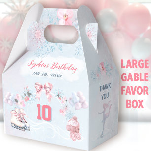 Ice Skating Party Pink Winter Girl Birthday Large Favour Box