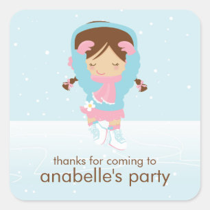 Ice Skating Party Square Sticker