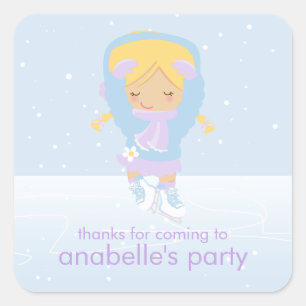 Ice Skating Party Square Sticker