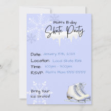 Ice Skating Party Winter Birthday Invitation