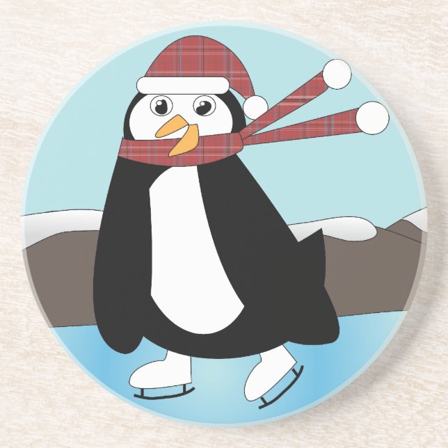 Ice Skating Penguin Coaster (Front)