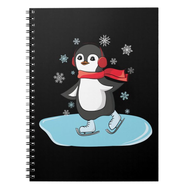 Ice Skating Penguin Notebook (Front)