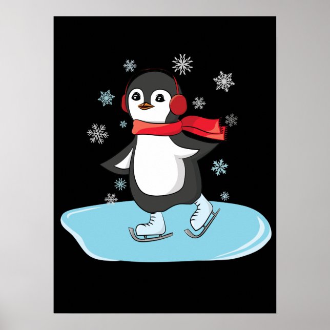Ice Skating Penguin Poster (Front)