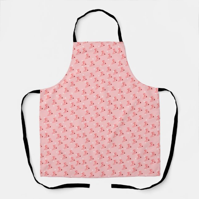 Ice Skating Pink Pattern Apron (Front)