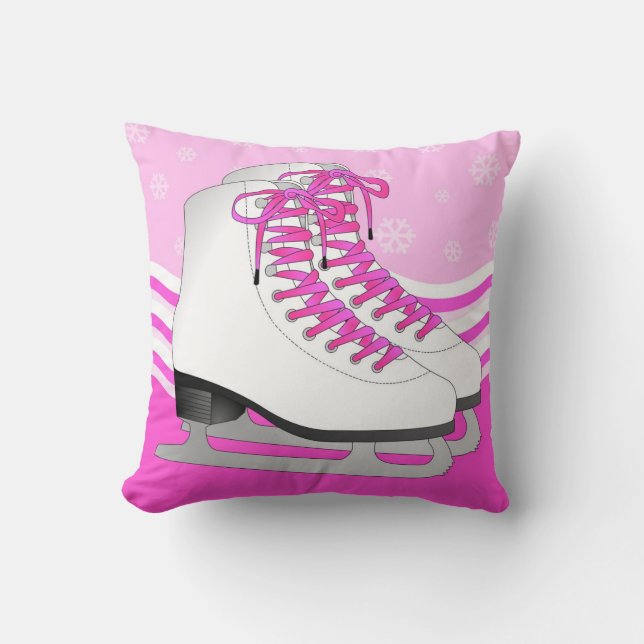 Ice Skating Pink with Snowflakes Reversible Cushion (Front)