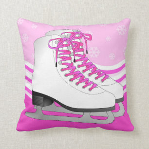 Ice Skating Pink with Snowflakes Reversible Cushion