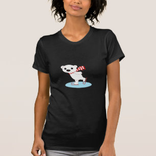 Ice Skating Polar Bear on Candy Cane Skates T-Shirt