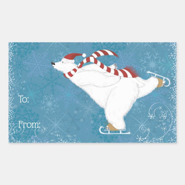 Ice Skating Polar Bear Sticker (Front)