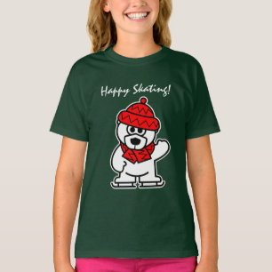 Ice skating polar bear t shirt for kids