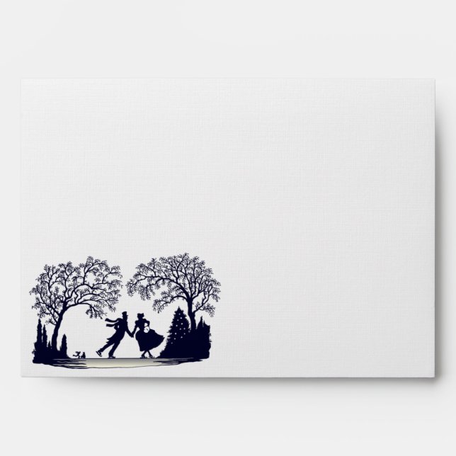 Ice Skating Pond - Silhouette Envelope (Front)