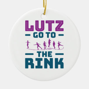 Ice Skating Pun Cute Lutz Go to the Rink Ceramic Tree Decoration