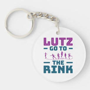 Ice Skating Pun Cute Lutz Go to the Rink Key Ring