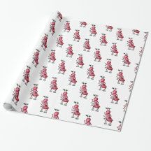 Ice Skating Red Ant Mistletoe Wrapping Paper