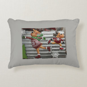 **ICE SKATING REINDEER** CHRISTMAS DECORATIVE CUSHION
