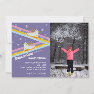 Ice Skating Retro Birthday Photo Invitation