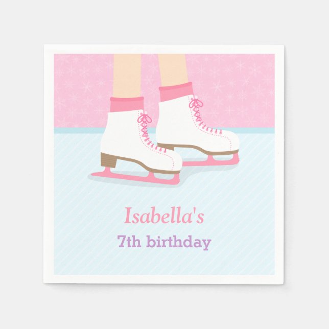 Ice Skating Rink Girls Birthday Party Supplies Napkin (Front)