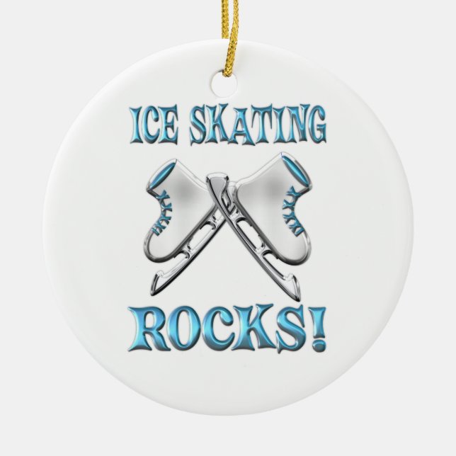 Ice Skating Rocks Ceramic Tree Decoration (Front)