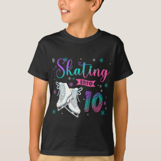 Ice Skating Rolling 10th Birthday Party Girl Famil T-Shirt