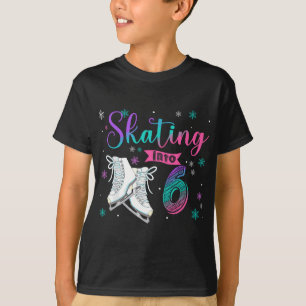 Ice Skating Rolling 6th Birthday Party Girl Family T-Shirt
