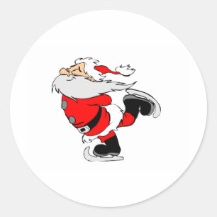 Ice Skating Santa Classic Round Sticker