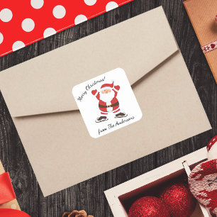 Ice Skating Santa Claus«Custom Square Sticker