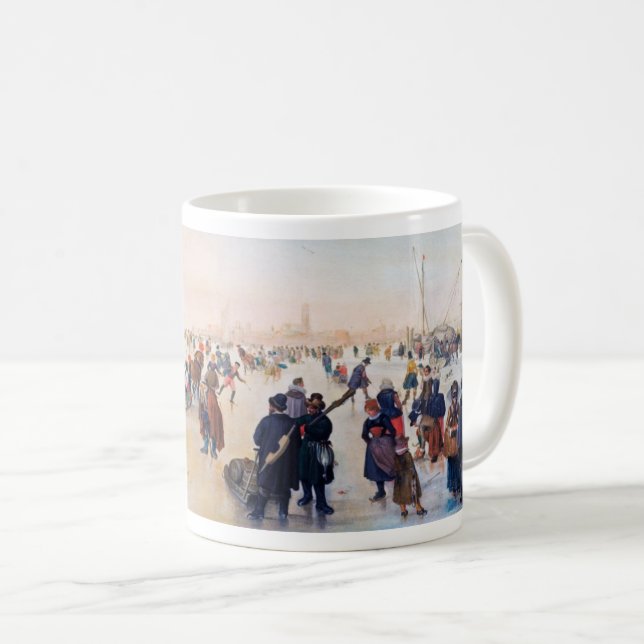 Ice Skating Scene. Fine Art Christmas Gift Coffee Mug (Front Right)