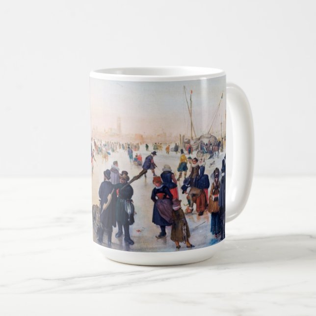 Ice Skating Scene Fine Art Christmas Gift Coffee Mug (Front Right)