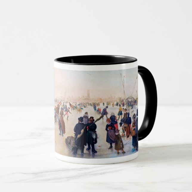 Ice Skating Scene. Fine Art Christmas Gift  Mug (Front Right)