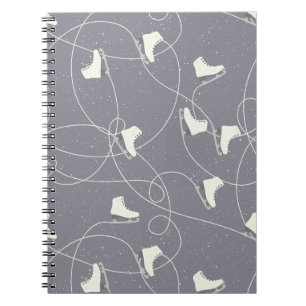 Ice Skating Shoes Marks Grey White Pattern Notebook