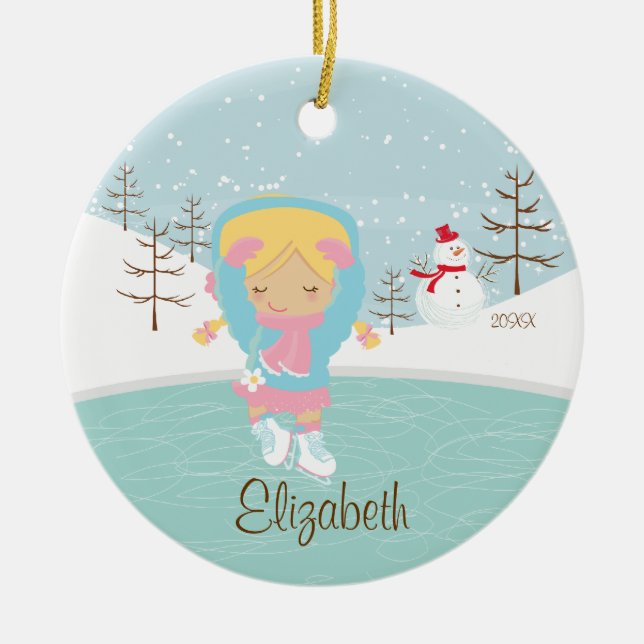 Ice Skating Skater Girl Dated Christmas Ornament (Front)