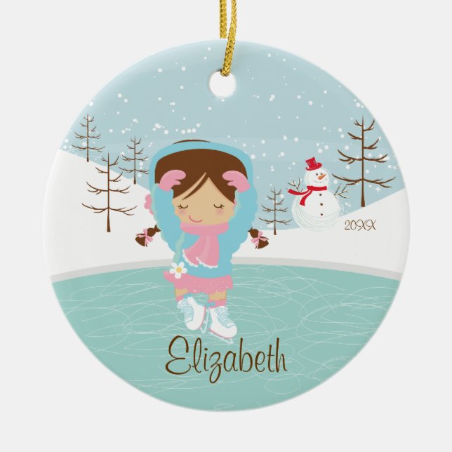 Ice Skating Skater Girl Dated Christmas Ornament (Front)