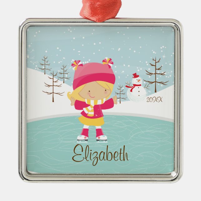 Ice Skating Skater Girl Dated Christmas Ornament (Front)