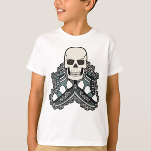 Ice Skating Skull Jolly Roger Pirate Flag T-Shirt