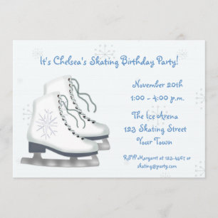 Ice Skating, Snowflakes, Invitation