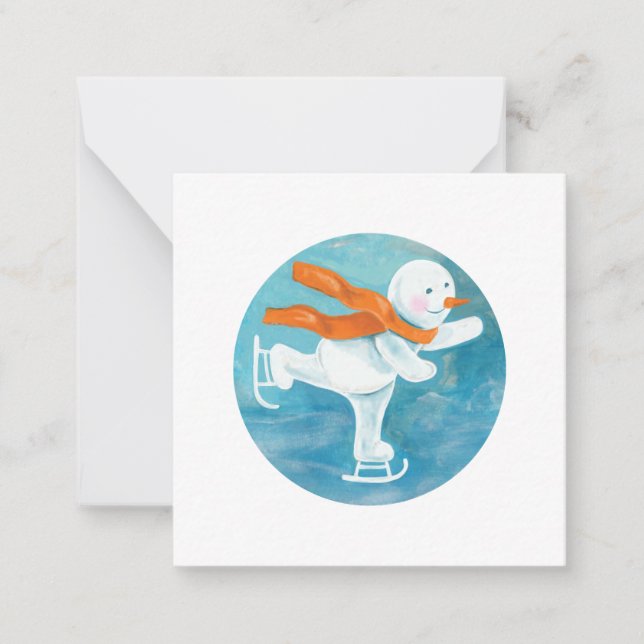 Ice Skating Snowman   Card (Front)
