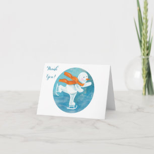 Ice Skating Snowman Thank You Card