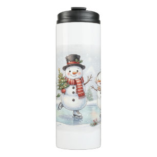 Ice Skating Snowman Thermal Tumbler