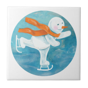 Ice Skating Snowman Tile