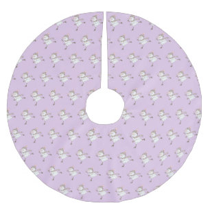 Ice Skating Snowmen Purple  Brushed Polyester Tree Skirt