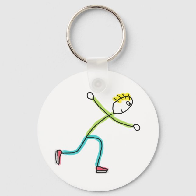 Ice Skating Stickman Key Ring (Front)