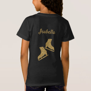Ice skating t-shirt figure skates gold glitter
